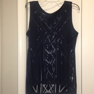 Navy blue Aztec burnout print tank top Sz L